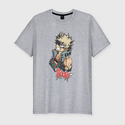 Футболка slim-fit Моя геройская академия Бакуго взрыв, цвет: меланж