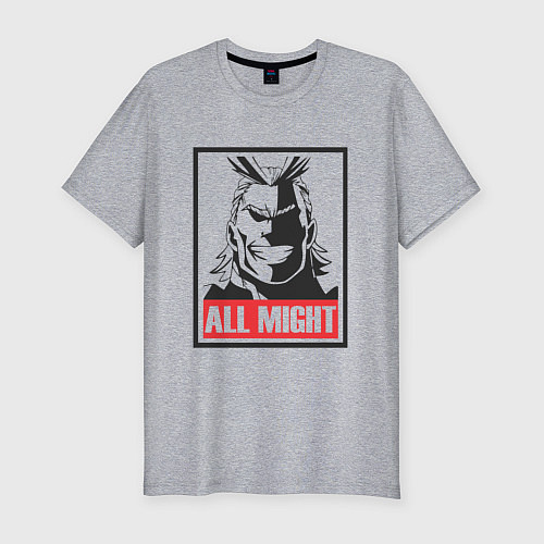 Мужская slim-футболка Моя геройская академия All Might / Меланж – фото 1