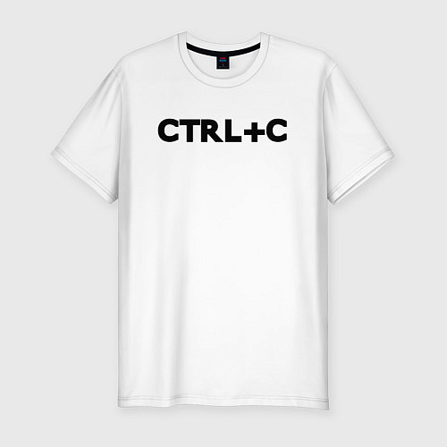 Мужская slim-футболка Иностранная надпись cntrl c / Белый – фото 1