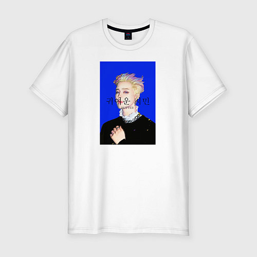 Мужская slim-футболка BTS Чимин масло синий / Белый – фото 1