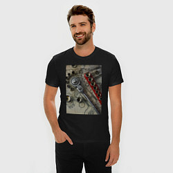 Футболка slim-fit Трещотка ключ и чертеж, цвет: черный — фото 2