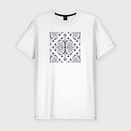 Мужская slim-футболка Португальский мотив / Белый – фото 1