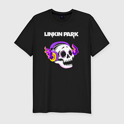 Футболка slim-fit Linkin Park - неоновый череп, цвет: черный