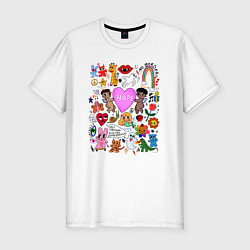 Футболка slim-fit Y2K hope heart - cartoon pop art childrens drawing, цвет: белый