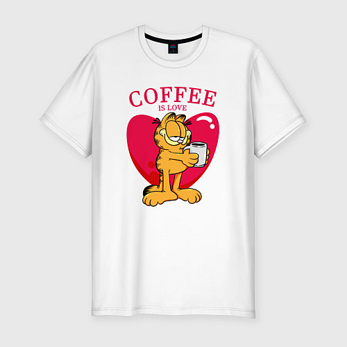 Мужская slim-футболка Coffee is love Гарфилд / Белый – фото 1