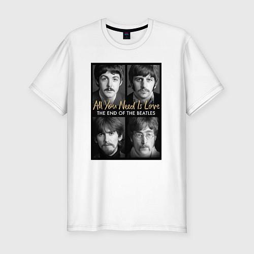 Мужская slim-футболка The Beatles au you need is love / Белый – фото 1
