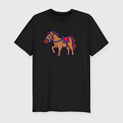 Футболка slim-fit Милый конь, цвет: черный