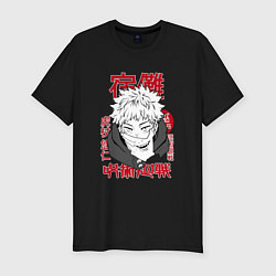 Футболка slim-fit Магическая битва Итадори Itadori, цвет: черный