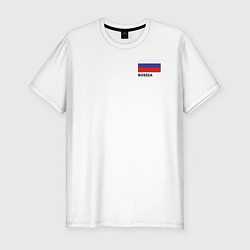 Футболка slim-fit Россия карта и флаг, цвет: белый