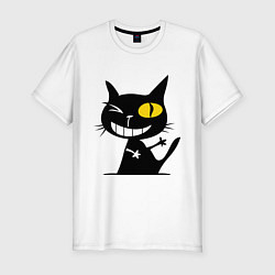 Мужская slim-футболка Хитрый улыбчивый кот