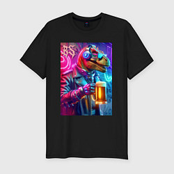 Футболка slim-fit Dude beersaur - neon glow, цвет: черный