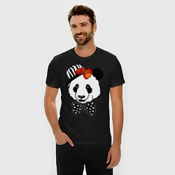 Футболка slim-fit Панда с маками, цвет: черный — фото 2