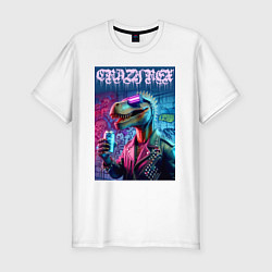 Футболка slim-fit Crazy rex - ai art fantasy, цвет: белый