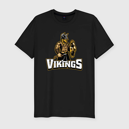 Мужская slim-футболка Vikings team / Черный – фото 1