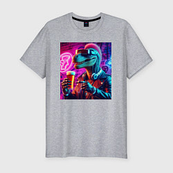 Футболка slim-fit Neon beersaur - neon glow, цвет: меланж