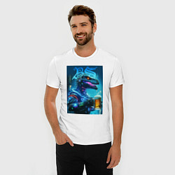 Футболка slim-fit Cyber beersaur with a mug of beer, цвет: белый — фото 2