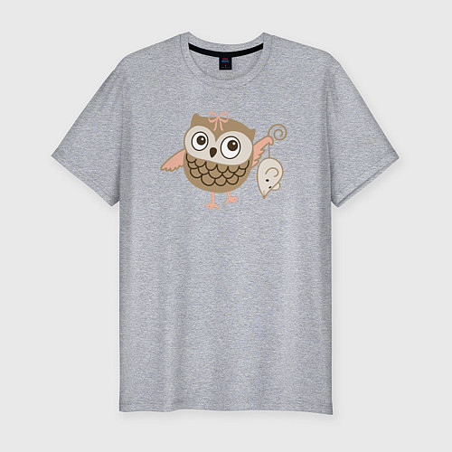 Мужская slim-футболка Сова и мышка / Меланж – фото 1