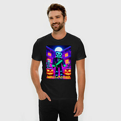 Футболка slim-fit Halloween and Minecraft - neon collaboration, цвет: черный — фото 2