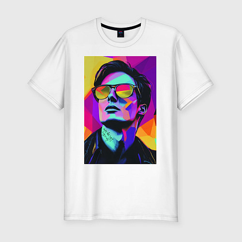 Мужская slim-футболка Портрет Дурова pop art / Белый – фото 1