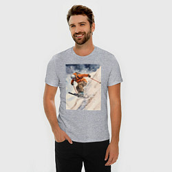 Футболка slim-fit Горные лыжи спортсмен, цвет: меланж — фото 2