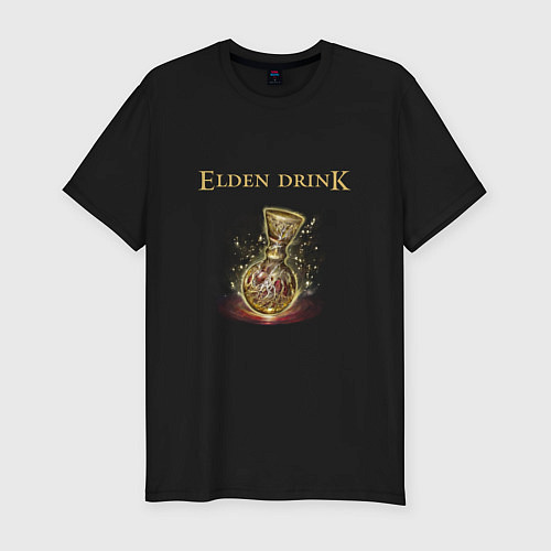 Мужская slim-футболка Elden drink meme / Черный – фото 1