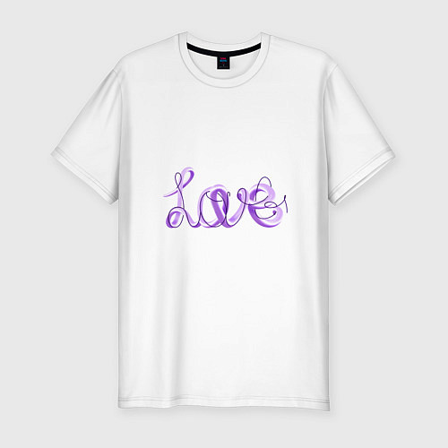 Мужская slim-футболка Love написанный от руки с линиями вокруг / Белый – фото 1