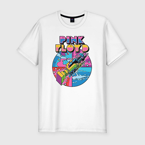 Мужская slim-футболка Pink Floyd band rock / Белый – фото 1