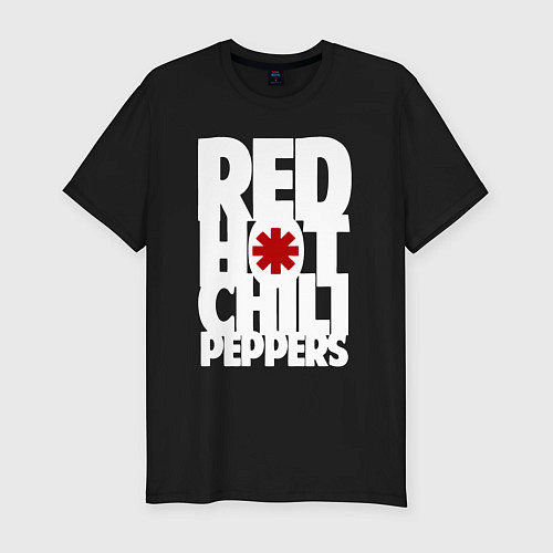 Мужская slim-футболка RHCP - title and logo / Черный – фото 1