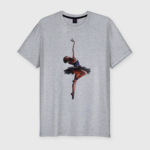 Мужская slim-футболка Балерина в прыжке - Арабеск / Меланж – фото 1