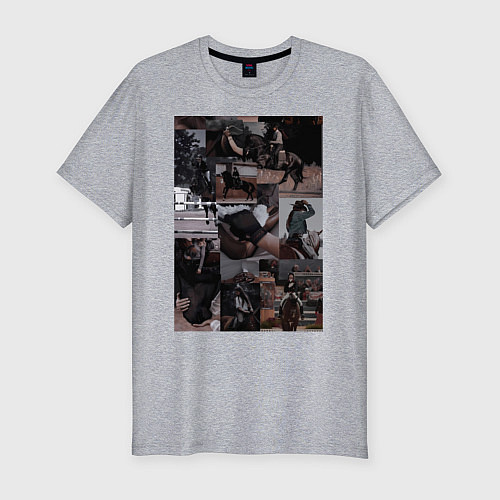 Мужская slim-футболка Конный спорт коллаж / Меланж – фото 1