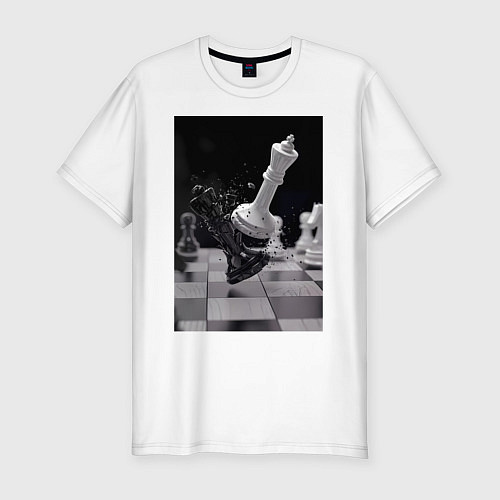 Мужская slim-футболка Шахматы эстетика / Белый – фото 1