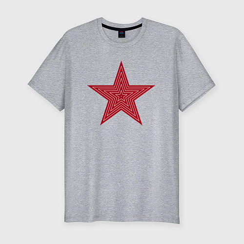 Мужская slim-футболка USSR red star / Меланж – фото 1