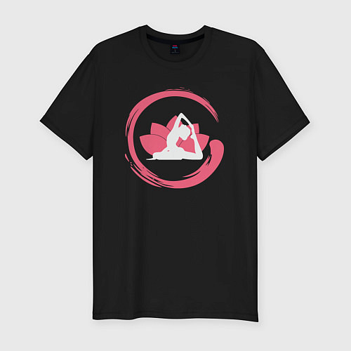 Мужская slim-футболка Йога и лотос / Черный – фото 1