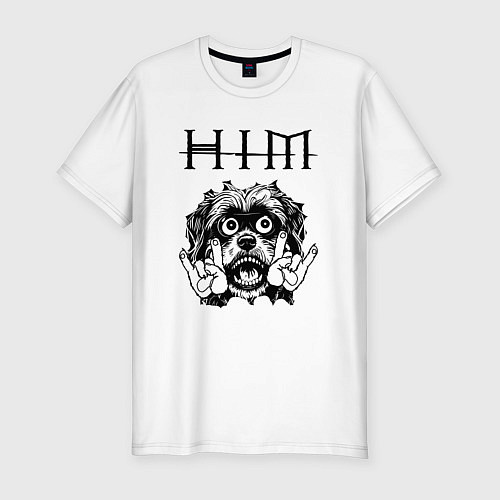 Мужская slim-футболка HIM - rock dog / Белый – фото 1