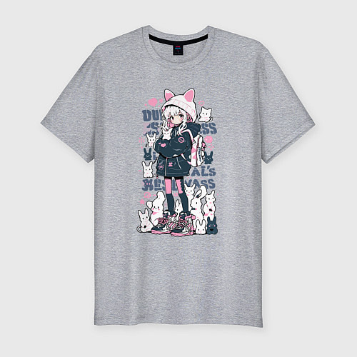 Мужская slim-футболка Chiaki Nanami - Neko Danganronpa / Меланж – фото 1