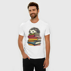 Футболка slim-fit Ёжик на книгах, цвет: белый — фото 2