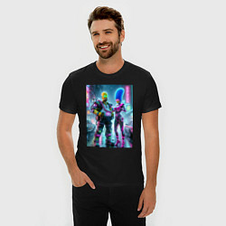 Футболка slim-fit Marge and Homer in the pouring rain - cyberpunk, цвет: черный — фото 2