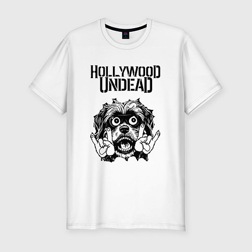 Мужская slim-футболка Hollywood Undead - rock dog / Белый – фото 1