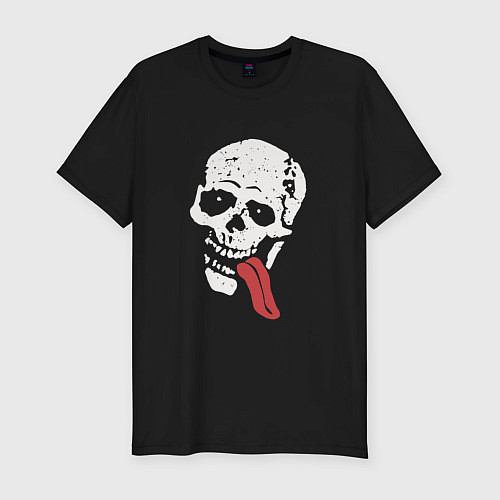 Мужская slim-футболка Jesse pinkman skeleton tong skull / Черный – фото 1