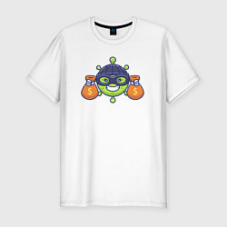 Футболка slim-fit Вирус грабитель, цвет: белый