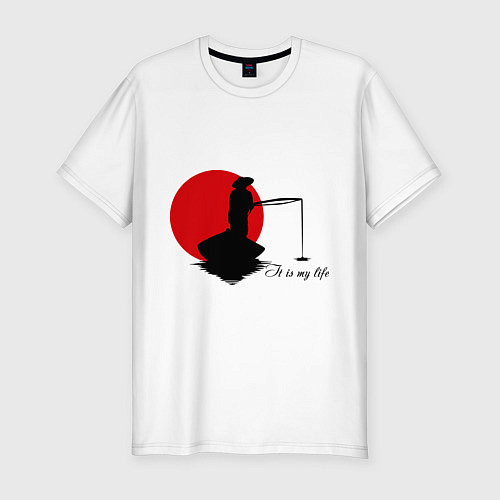 Мужская slim-футболка Японская рыбалка / Белый – фото 1