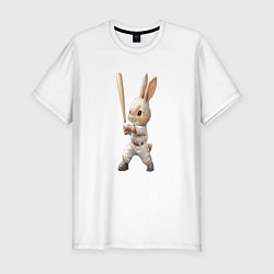 Футболка slim-fit Заяц спортсмен, цвет: белый
