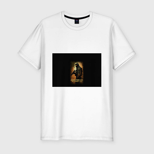 Мужская slim-футболка Counter strike спецназовец / Белый – фото 1