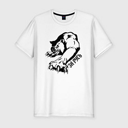 Футболка slim-fit Медведь воин - за Русь, цвет: белый