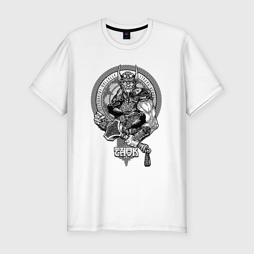 Мужская slim-футболка Victory or Valhalla / Белый – фото 1