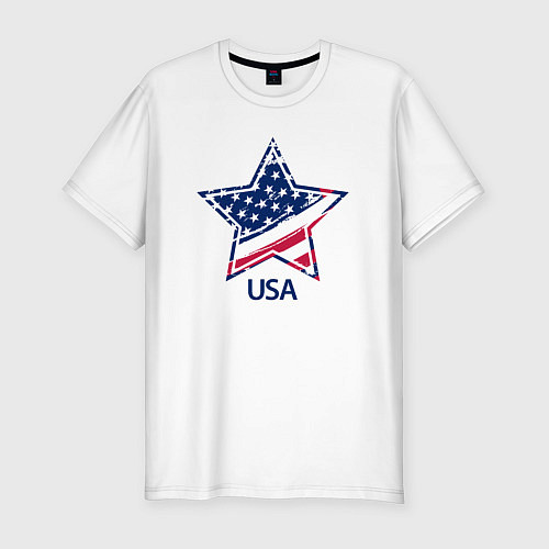 Мужская slim-футболка Star - USA / Белый – фото 1
