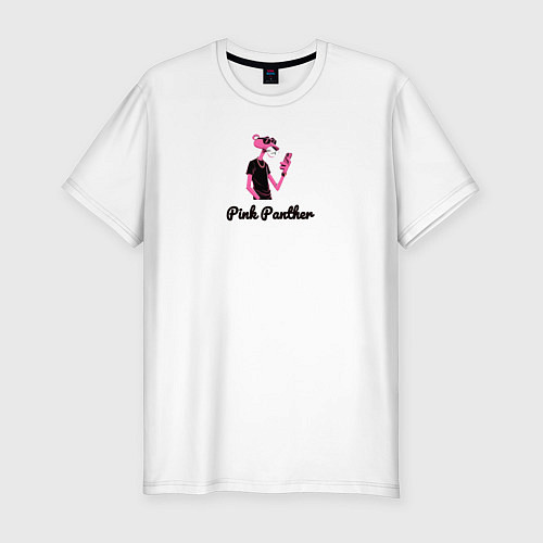 Мужская slim-футболка Pink Panther с телефоном / Белый – фото 1