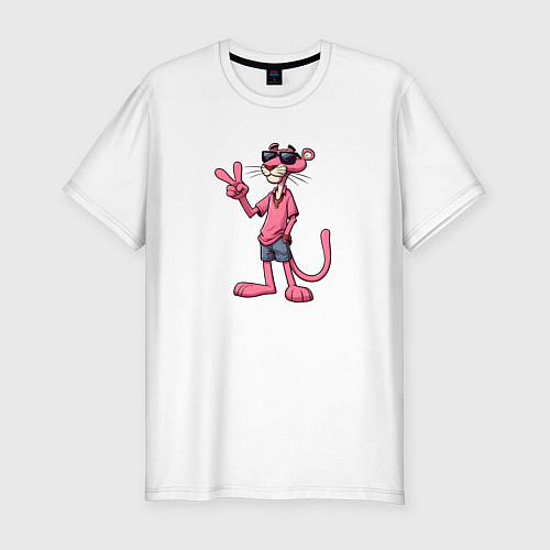 Мужская slim-футболка Розовая пантера в солнечных очках / Белый – фото 1