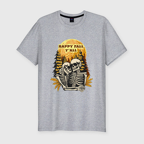 Мужская slim-футболка Пара скелетов / Меланж – фото 1