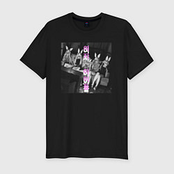 Футболка slim-fit G I-dle участницы с масками кроликов, цвет: черный